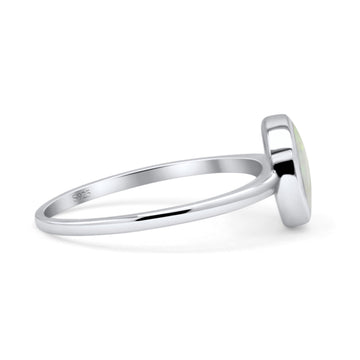 Oxidized Statement Fashion Round Petite Dainty Thumb Ring Lab Created White Opal 925 Sterling Silver
